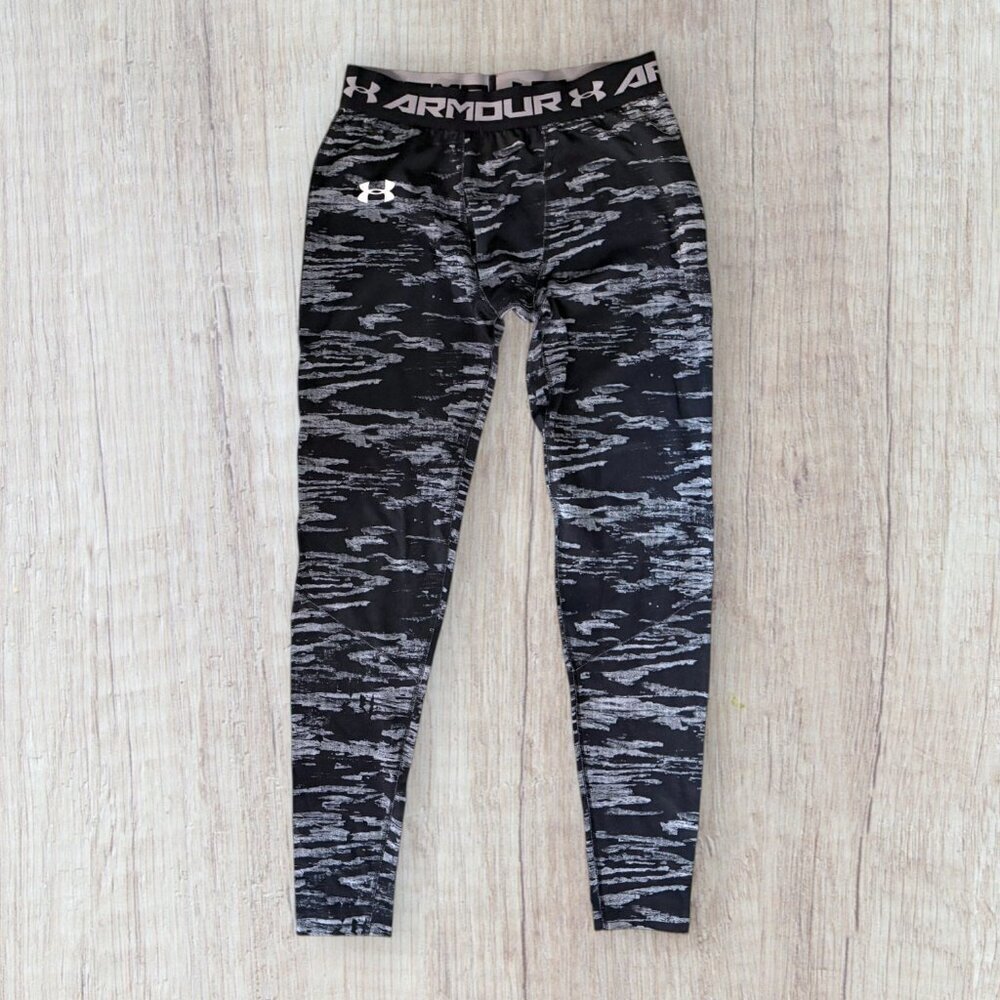 Under Armour ColdGear Fitted Compression Leggings Mens LG Black Gray Athletic